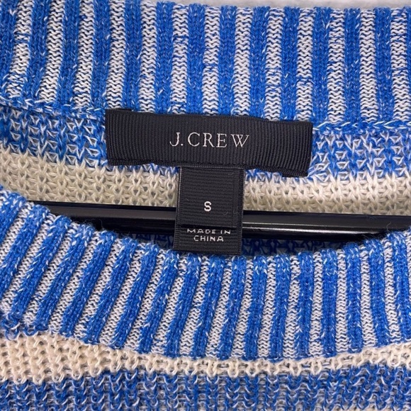 J. Crew Blue & Cream Striped 3/4 Length Sleeve Sweater - Picture 4 of 5